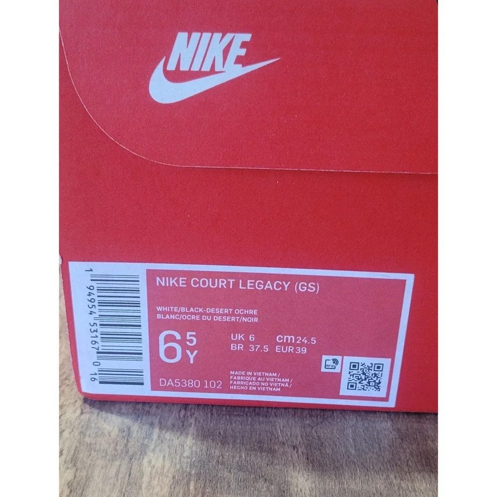 Nike Court Legacy GS Sneakers White Black Lifestyle Shoes Size 6.5Y DA5380-102